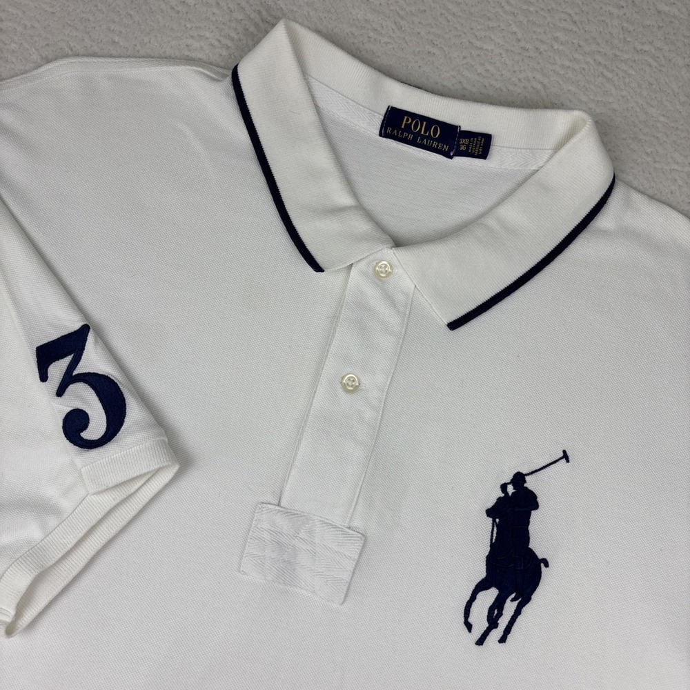POLO RALPH LAUREN Big Pony Polo Shirt Mens 3XB Solid White Cotton SS Preppy